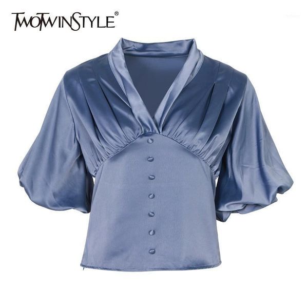 tunic solid shirt for women v neck puff short sleeve minimalist blouse female fashion clothing 2021 summer women's blouses & shirts, White
tunic solid shirt for women v neck puff short sleeve minimalist blouse female fashion clothing 2021 summer women's blouses & shirts, White