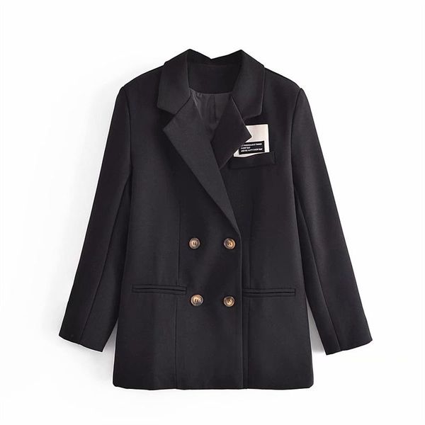 women's suits & blazers fashion 2021 designer jacket double breasted blazer casual vintage loose black spliced autumn spring ladies, White;black
women's suits & blazers fashion 2021 designer jacket double breasted blazer casual vintage loose black spliced autumn spring ladies, White;black