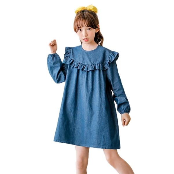 4 to14 yrs kids & teenager girls ruffle denim dress long sleeve cotton casual blue dress children fall winter princess vestidos 210303, Red;yellow
4 to14 yrs kids & teenager girls ruffle denim dress long sleeve cotton casual blue dress children fall winter princess vestidos 210303, Red;yellow