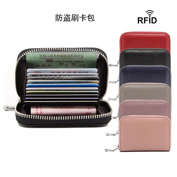 card holders the first layer of cowhide organ package anti-theft ladies men's multifunctional zipper wallet, Brown;gray
card holders the first layer of cowhide organ package anti-theft ladies men's multifunctional zipper wallet, Brown;gray