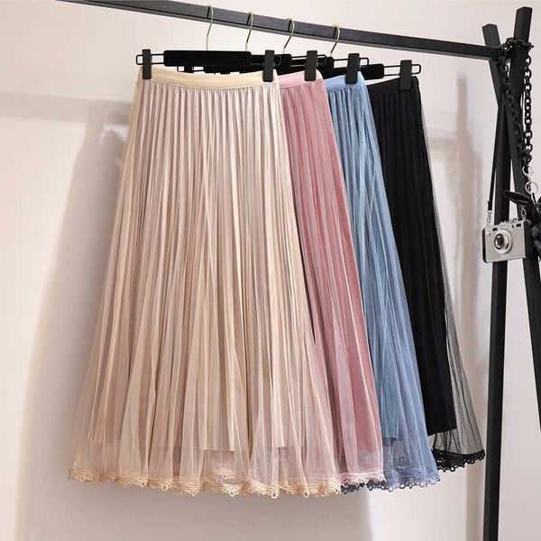 autumn winter vintage skirts elastic high waist tulle mesh long pleated tutu female jupe longue 210601, Black
autumn winter vintage skirts elastic high waist tulle mesh long pleated tutu female jupe longue 210601, Black