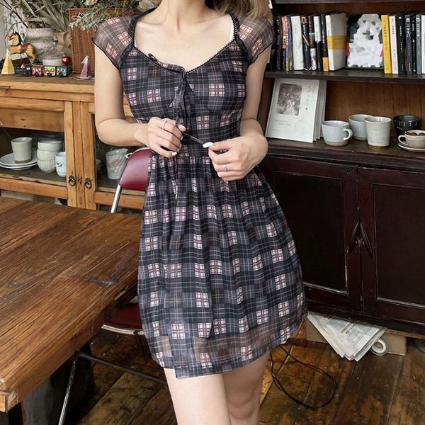 party dresses cap sleeve 2021 summer woman dress plaid print high slit backless mini elegant sundress clubwear, White;black
party dresses cap sleeve 2021 summer woman dress plaid print high slit backless mini elegant sundress clubwear, White;black