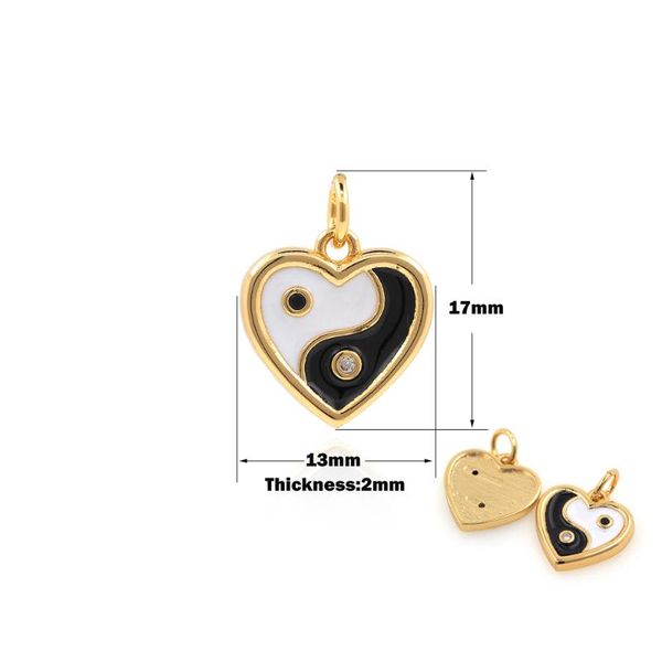 charms heart-shaped enamel pendant is suitable for bracelets and necklaces making supplies yin yang gossip jewelry, Bronze;silver 
charms heart-shaped enamel pendant is suitable for bracelets and necklaces making supplies yin yang gossip jewelry, Bronze;silver