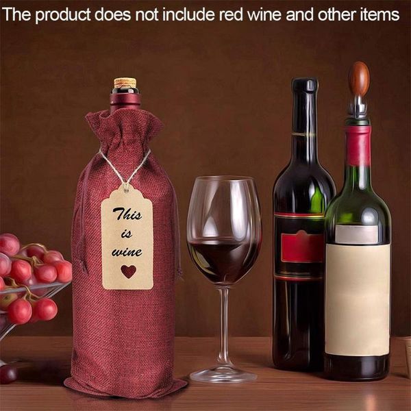 gift wrap 12pcs linen red wine bag set packaging drawstring with tag simple decoration for
gift wrap 12pcs linen red wine bag set packaging drawstring with tag simple decoration for