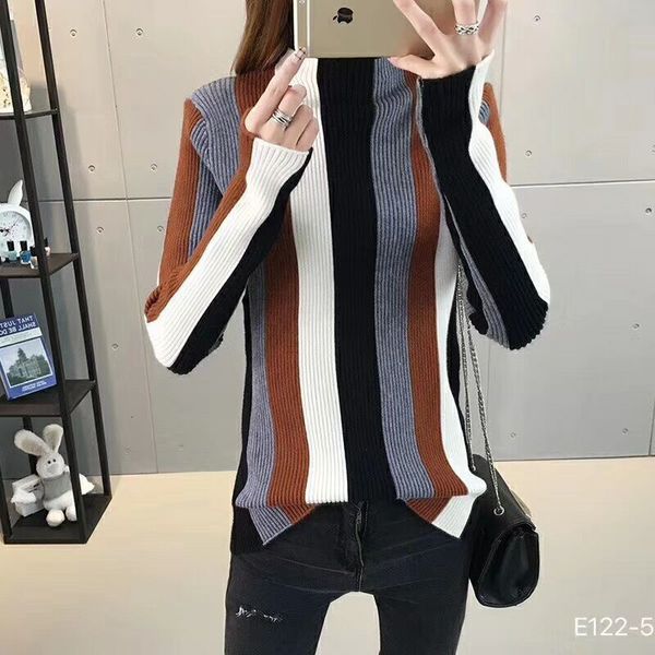 2021 new fashion rainbow stripe shirt contrast knitted sweater sleeve long collar high mesh fine elegant jumper h253 37fj, White;black
2021 new fashion rainbow stripe shirt contrast knitted sweater sleeve long collar high mesh fine elegant jumper h253 37fj, White;black