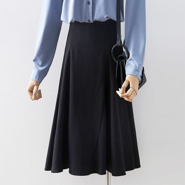 high 2021 new waist women spring a-line fashion pure color elegant midi length skirt faldas jupe femme saia xxj2, Black
high 2021 new waist women spring a-line fashion pure color elegant midi length skirt faldas jupe femme saia xxj2, Black