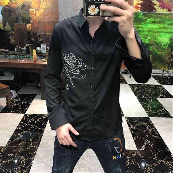 2021 spring for men with long sleeve casual shirt pink print dress shirts streetwear social clothes qifm, White;black
2021 spring for men with long sleeve casual shirt pink print dress shirts streetwear social clothes qifm, White;black