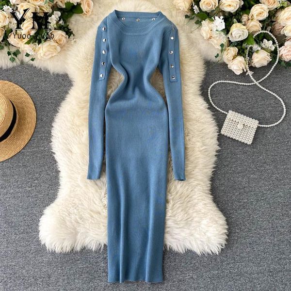 casual dresses yuoomuoo elegant buttons long sleeve knitted dress 2021 autumn winter women basic bodycon midi chic ladies office, Black;gray
casual dresses yuoomuoo elegant buttons long sleeve knitted dress 2021 autumn winter women basic bodycon midi chic ladies office, Black;gray