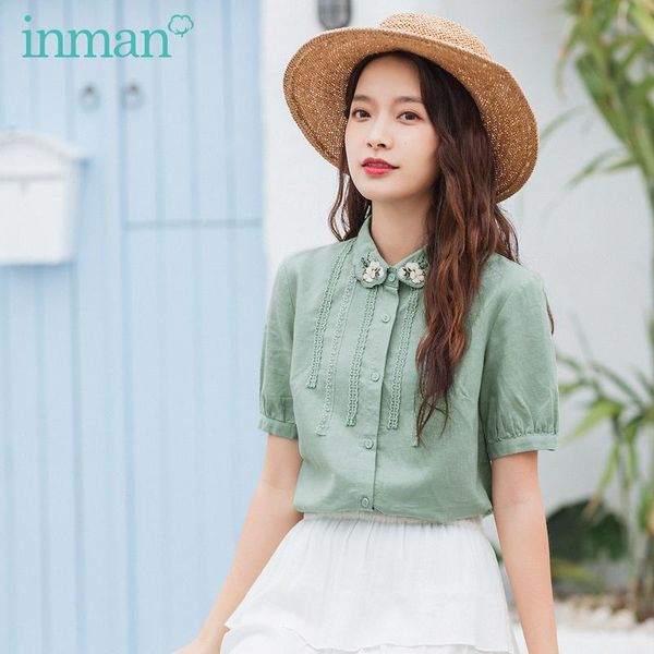 women's blouses & shirts inman 2021 summer arrival loose puff sleeve cotton and linen embroidered short blouse, White
women's blouses & shirts inman 2021 summer arrival loose puff sleeve cotton and linen embroidered short blouse, White