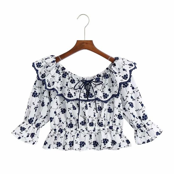 women's blouses & shirts women summer embroidery floral elastic waist drawstring shirt casual fashion chic blouse mujer blusas camisas, White
women's blouses & shirts women summer embroidery floral elastic waist drawstring shirt casual fashion chic blouse mujer blusas camisas, White