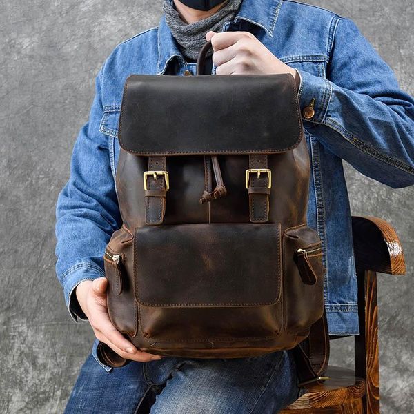 backpack vintage crazy horse leather thick genuine cow women school rucksack 14" laptravel 3 color mochila
backpack vintage crazy horse leather thick genuine cow women school rucksack 14" laptravel 3 color mochila