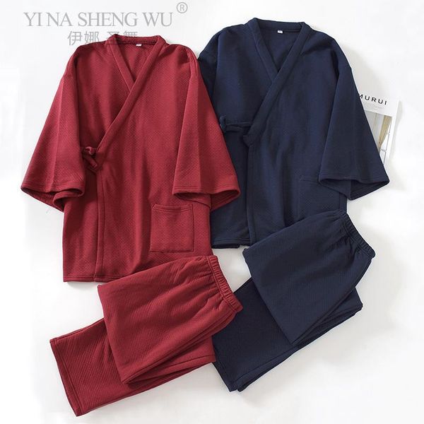 ethnic clothing s japanese men's kimono yukata pajamas set air layer thickening trousers home service two-piece suit pijama robe, Red
ethnic clothing s japanese men's kimono yukata pajamas set air layer thickening trousers home service two-piece suit pijama robe, Red