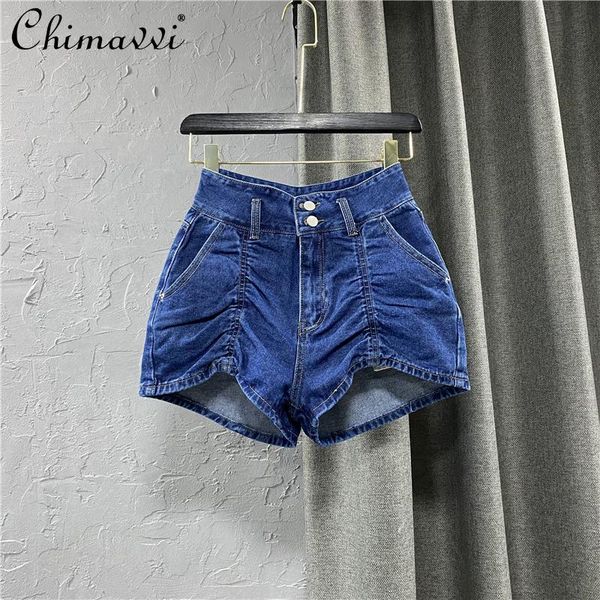 women's jeans korean fashion clothes 2021 summer two buttons high waisted jean shorts pleating a- line pants short feminino, Blue
women's jeans korean fashion clothes 2021 summer two buttons high waisted jean shorts pleating a- line pants short feminino, Blue