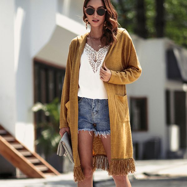 2021 outerwear new long hooded solid cardigans tassel women's clothing causal autumn winter women coats vxqn, Black;brown
2021 outerwear new long hooded solid cardigans tassel women's clothing causal autumn winter women coats vxqn, Black;brown