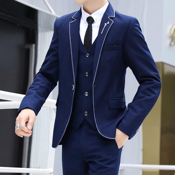 men's suits & blazers gzdeerax mens suit (blazer+vest+pants) luxury single breasted wedding groom fashion slim fit with pants, White;black
men's suits & blazers gzdeerax mens suit (blazer+vest+pants) luxury single breasted wedding groom fashion slim fit with pants, White;black