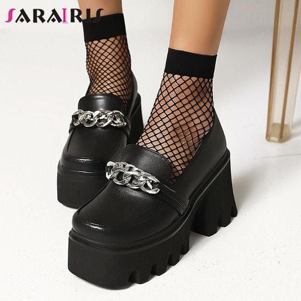 dress shoes sarairis spring metal chain chunky heel pumps women street brand slip on solid ladies punk platform, Black
dress shoes sarairis spring metal chain chunky heel pumps women street brand slip on solid ladies punk platform, Black