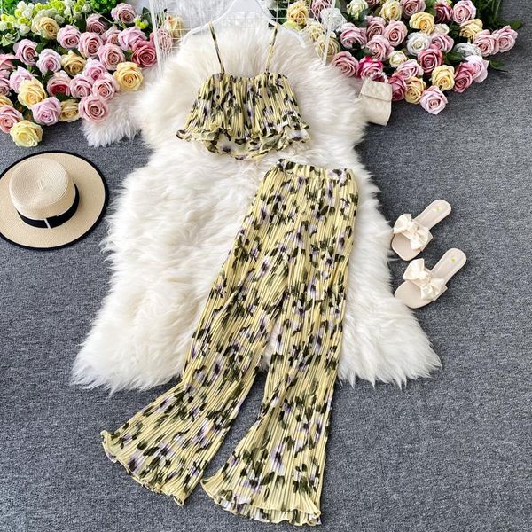 women's tracksuits roupas feminina women summer 2 piece set crop + wide leg pants 2021 fashion ladies printed chiffon pleated suit, Gray
women's tracksuits roupas feminina women summer 2 piece set crop + wide leg pants 2021 fashion ladies printed chiffon pleated suit, Gray