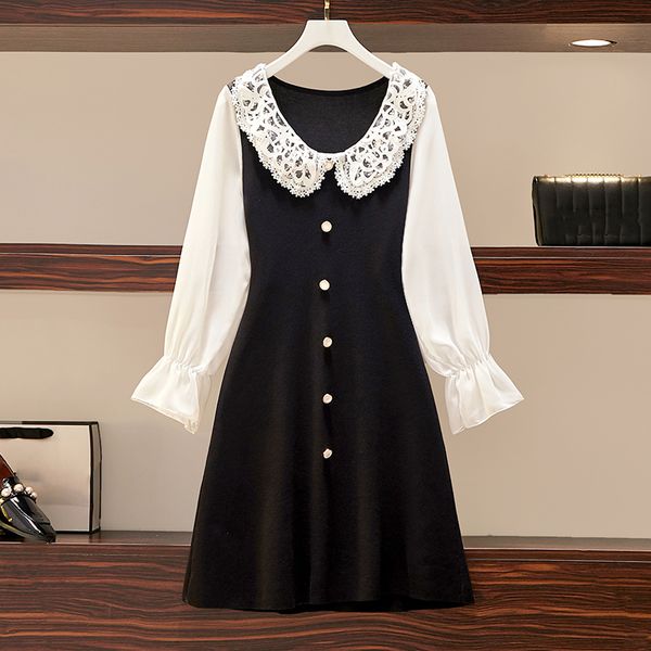 2021 new sweet korean chic knitting women button patchwork chiffon elegant sweater winter autumn vintage robe femme gg2v, Black;gray
2021 new sweet korean chic knitting women button patchwork chiffon elegant sweater winter autumn vintage robe femme gg2v, Black;gray