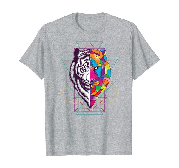bohemian geometric tiger big cat animal print art inspired t-shirt, White;black
bohemian geometric tiger big cat animal print art inspired t-shirt, White;black