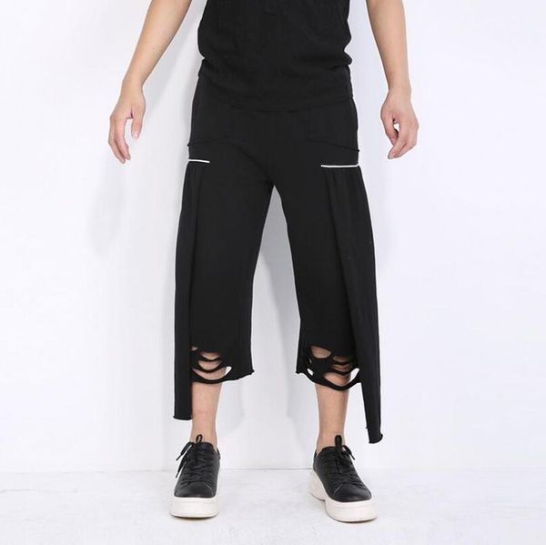 united europe the states new spring and summer fashion personality stitching loose large black men's pants
united europe the states new spring and summer fashion personality stitching loose large black men's pants
