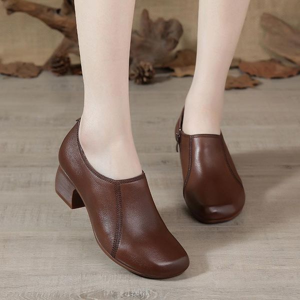 dress shoes 2021women's spring autumn thick high heels handmade vintage women genuine leather first layer cowhide platform pumps, Black
dress shoes 2021women's spring autumn thick high heels handmade vintage women genuine leather first layer cowhide platform pumps, Black