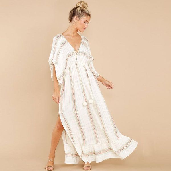 women's swimwear bikini cover-ups long white tunic casual 2021 summer beach dress elegant women plus size wear swim suit cover up a918, White;black
women's swimwear bikini cover-ups long white tunic casual 2021 summer beach dress elegant women plus size wear swim suit cover up a918, White;black
