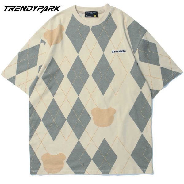 men's t-shirt vintage argyle pattern summer short sleeve hip hop oversize cotton casual harajuku streetwear tee tshirts 210601, White;black
men's t-shirt vintage argyle pattern summer short sleeve hip hop oversize cotton casual harajuku streetwear tee tshirts 210601, White;black