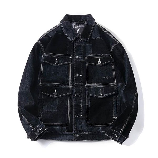 men's jackets mcikkny men cargo baggy denim loose casual outwear coats for male clothing patchwork, Black;brown
men's jackets mcikkny men cargo baggy denim loose casual outwear coats for male clothing patchwork, Black;brown