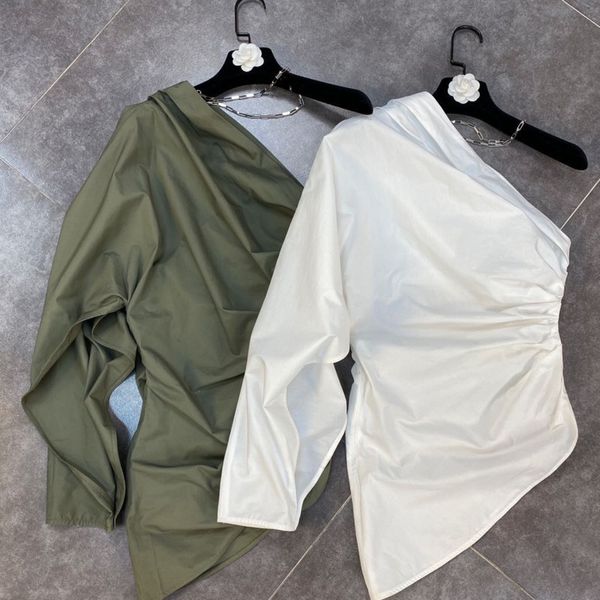 2021 spring newcomers solid color a current shoulder irregular decoration shirt style 2h3l, White
2021 spring newcomers solid color a current shoulder irregular decoration shirt style 2h3l, White