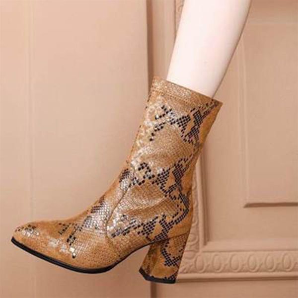 boots women's snake mid-calf square heels female fashion zip shoes women comfortable pu leather pointed toe drop, Black
boots women's snake mid-calf square heels female fashion zip shoes women comfortable pu leather pointed toe drop, Black