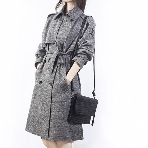 women's trench coats spring and autumn long slim medium section large size ladies windbreaker double breasted plaid gray jacket, Tan;black
women's trench coats spring and autumn long slim medium section large size ladies windbreaker double breasted plaid gray jacket, Tan;black