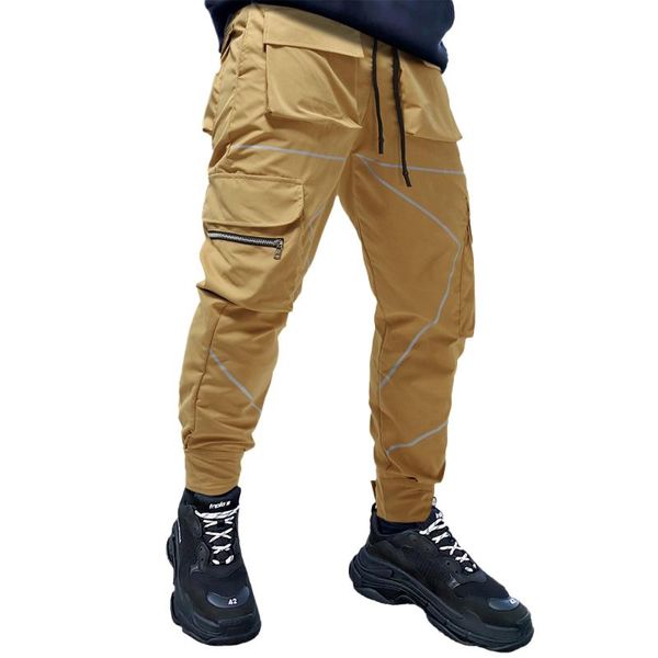 men's pants men casual multi-pockets cargo male loose drawstring sweatpants trousers reflective strip zipper sports long d30, Black
men's pants men casual multi-pockets cargo male loose drawstring sweatpants trousers reflective strip zipper sports long d30, Black