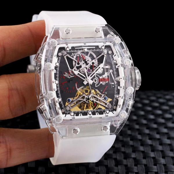 wristwatches mens white plastic skeleton dial watch automatic mechanical tourbillon sapphire glass back watches, Slivery;brown
wristwatches mens white plastic skeleton dial watch automatic mechanical tourbillon sapphire glass back watches, Slivery;brown