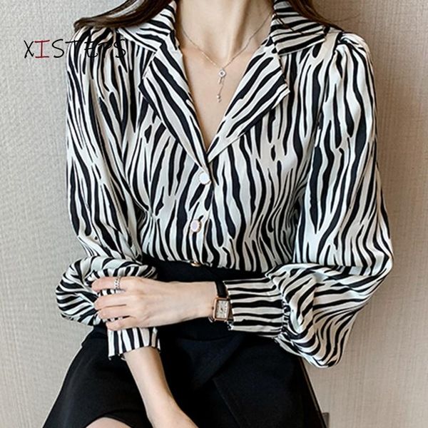 women's blouses & shirts zebra pattern women long sleeve retro loose fashion female 2021 spring ladies blouse femme, White
women's blouses & shirts zebra pattern women long sleeve retro loose fashion female 2021 spring ladies blouse femme, White
