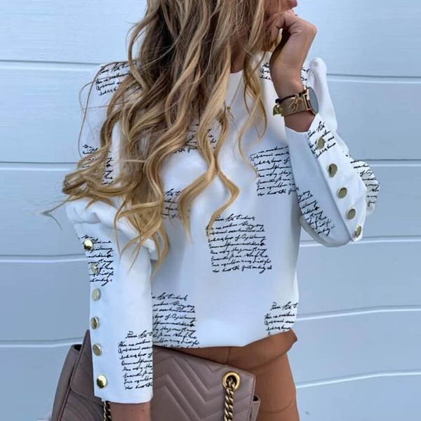 spring and autumn fashion women's metal button long-sleeved shirt ladies casual o-neck solid color printed shirt and plus size 3xl t-sh, White
spring and autumn fashion women's metal button long-sleeved shirt ladies casual o-neck solid color printed shirt and plus size 3xl t-sh, White