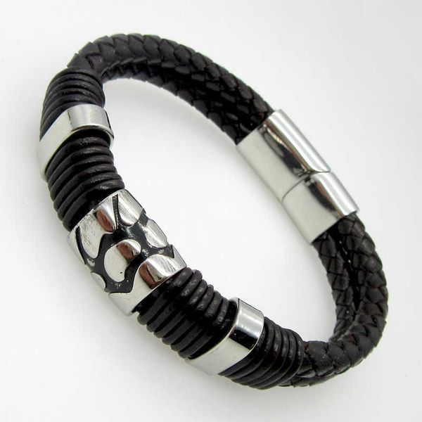 men's leather bracelet leather steel bracelet double leather woven bracelet, Golden;silver
men's leather bracelet leather steel bracelet double leather woven bracelet, Golden;silver