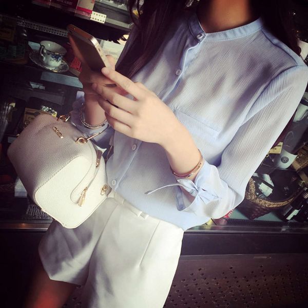 luxury loose small 2021 design summer crowd new stand style collar 7 / 6 sleeve women's light ripe chiffon bottom shirt 2021, White
luxury loose small 2021 design summer crowd new stand style collar 7 / 6 sleeve women's light ripe chiffon bottom shirt 2021, White