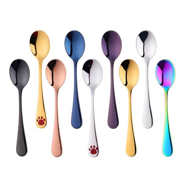spoons 1pcs stainless steel spoon ice cream cake dessert rainbow children round tea coffee gold footprint scoops dinnerware
spoons 1pcs stainless steel spoon ice cream cake dessert rainbow children round tea coffee gold footprint scoops dinnerware