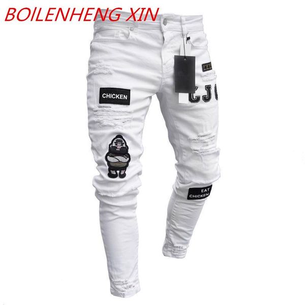 men's jeans 2021 men ripped skinny biker embroidery print destroyed hole taped slim fit denim scratched high stretchy quality, Blue
men's jeans 2021 men ripped skinny biker embroidery print destroyed hole taped slim fit denim scratched high stretchy quality, Blue