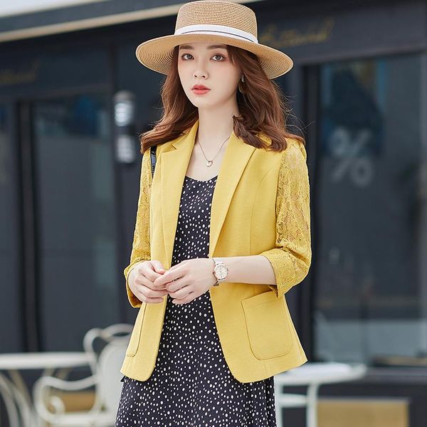 women's suits & blazers novelty yellow lace jackets coat half sleeve formal outwear blaser for women business work wear professsional, White;black
women's suits & blazers novelty yellow lace jackets coat half sleeve formal outwear blaser for women business work wear professsional, White;black