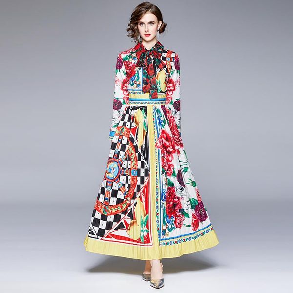 casual dresses autumn shirt collar bow belt party for women 2021 red rose flower print vintage long robe pleated vestidos, Black;gray
casual dresses autumn shirt collar bow belt party for women 2021 red rose flower print vintage long robe pleated vestidos, Black;gray