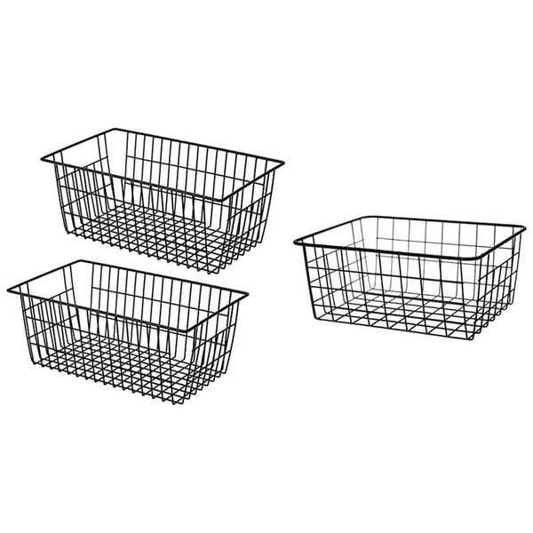 storage baskets 3 pcs metal basket without interlining bathroom kitchen organizer black,a & b
storage baskets 3 pcs metal basket without interlining bathroom kitchen organizer black,a & b