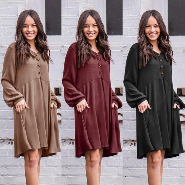 casual dresses fahion v-neck long sleeve knitted dress women 2021 autumn winter loose buttons sweater for woman robe femme, Black;gray
casual dresses fahion v-neck long sleeve knitted dress women 2021 autumn winter loose buttons sweater for woman robe femme, Black;gray