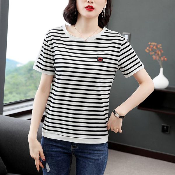 women's t-shirt striped t shirt women summer vetement femme 2021 korean fashion casual short sleeve cotton tee female clothing, White
women's t-shirt striped t shirt women summer vetement femme 2021 korean fashion casual short sleeve cotton tee female clothing, White