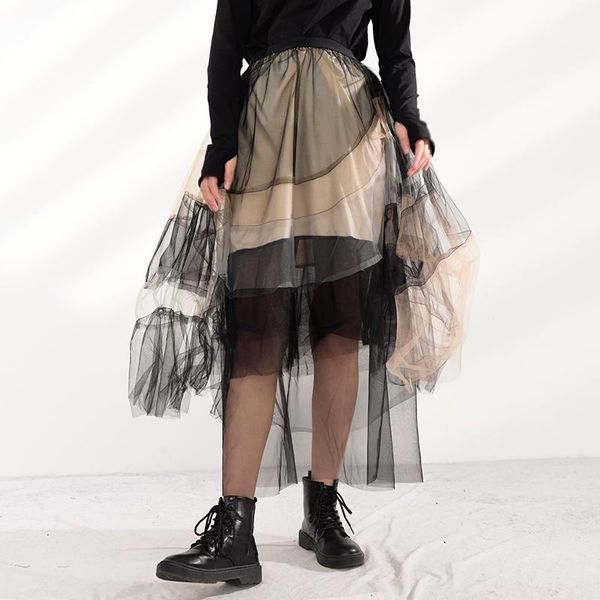 half length women's high waist elastic skirt, mesh splicing skirt, fashion, spring and autumn, 2021, 1s44401, Black
half length women's high waist elastic skirt, mesh splicing skirt, fashion, spring and autumn, 2021, 1s44401, Black