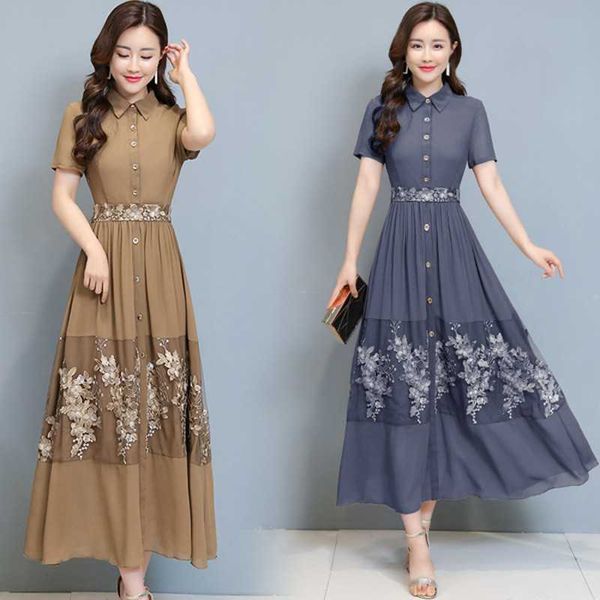 summer fashion elegant temperament women short sleeve lace single breasted embroidery stitching casual dress 210531, Black;gray
summer fashion elegant temperament women short sleeve lace single breasted embroidery stitching casual dress 210531, Black;gray