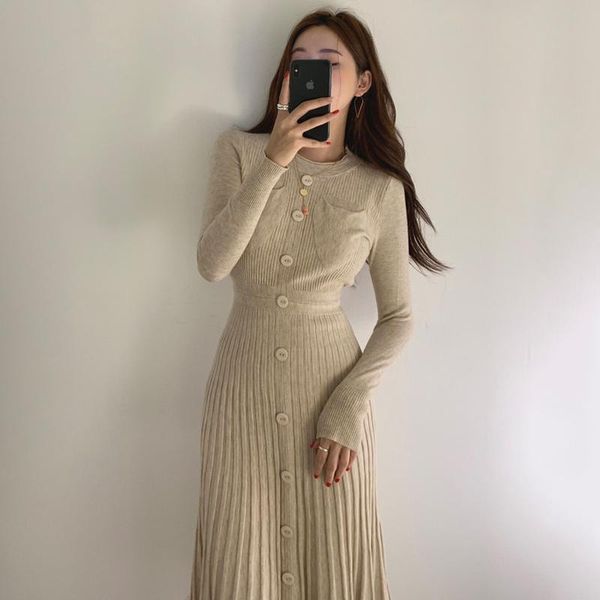 casual dresses women's sweater dress korean style light mature round neck single breasted slim waist long sleeve pleated knitted, Black;gray
casual dresses women's sweater dress korean style light mature round neck single breasted slim waist long sleeve pleated knitted, Black;gray