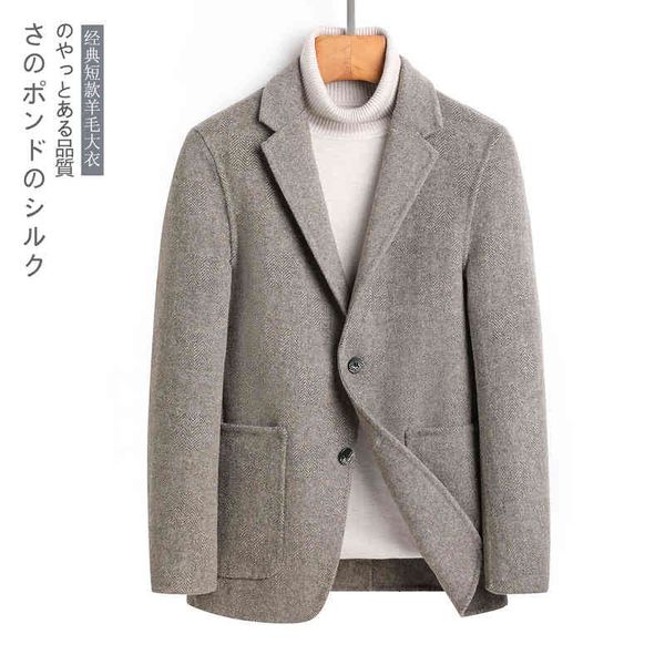 men's wool & blends autumn and winter handmade double-sided tweed coat short thickened cashmere fashion suit 4hun, Black
men's wool & blends autumn and winter handmade double-sided tweed coat short thickened cashmere fashion suit 4hun, Black