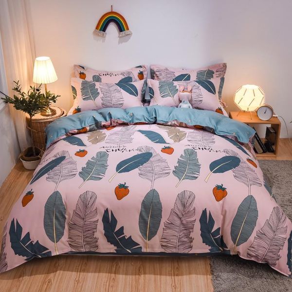 bedding sets set home textile polyester cotton a/b double-sided banana leaf pattern pillow case bed sheet duvet cover for bedroom 
bedding sets set home textile polyester cotton a/b double-sided banana leaf pattern pillow case bed sheet duvet cover for bedroom