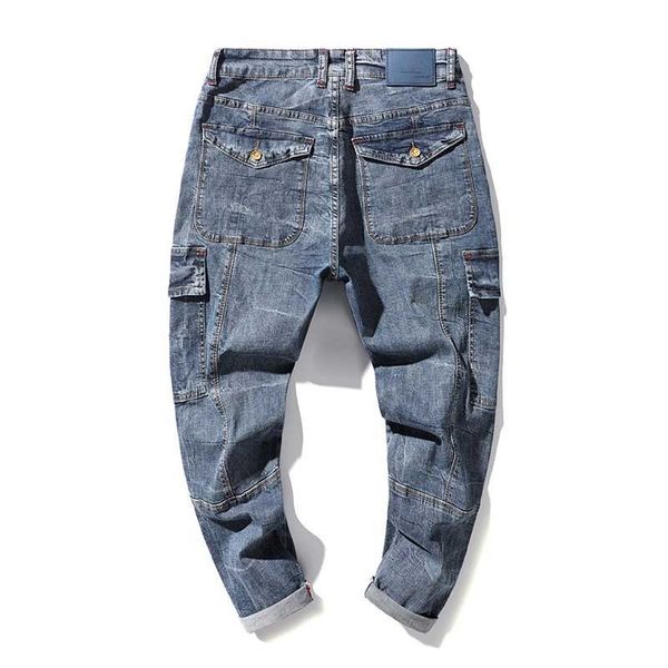 2021 new harem korean breem men's breen cargo casual cotton denim elastic loose pants with bag great masculine clothes do32, Blue
2021 new harem korean breem men's breen cargo casual cotton denim elastic loose pants with bag great masculine clothes do32, Blue